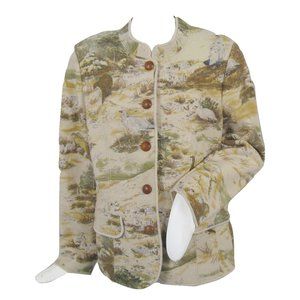 NEW $613 Geiger of Austria Boiled Wool Jacket (Coat) 10 or 12 Nature Bird Design